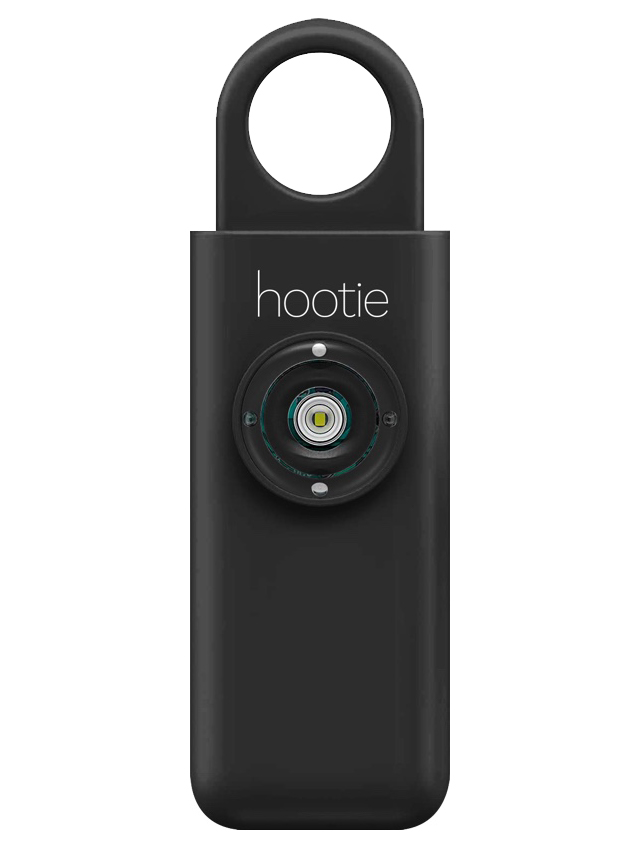 Hootie personal alarm features: pull pin to sound alarm, 130db loud siren, and high intensity strobe light