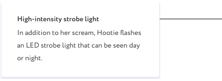 In addition to the alarm, Hootie flashes an LED strobe light 